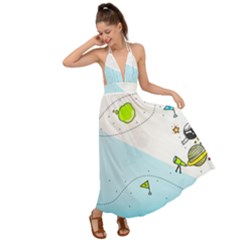 Astronaut Spaceship Backless Maxi Beach Dress