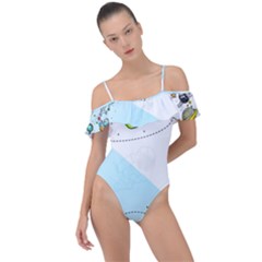 Astronaut Spaceship Frill Detail One Piece Swimsuit by Bedest