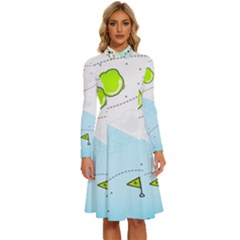 Astronaut Spaceship Long Sleeve Shirt Collar A-line Dress by Bedest