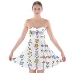 Doodles Border Letter Ornament Strapless Bra Top Dress