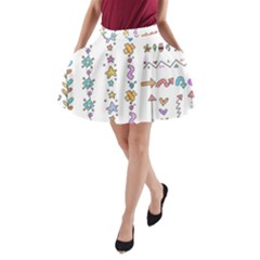 Doodles Border Letter Ornament A-line Pocket Skirt by Bedest