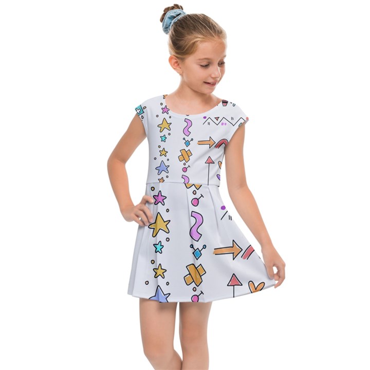 Doodles Border Letter Ornament Kids  Cap Sleeve Dress