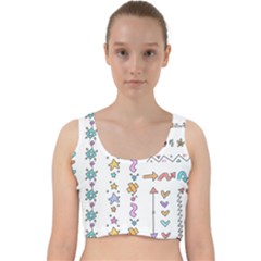 Doodles Border Letter Ornament Velvet Racer Back Crop Top by Bedest