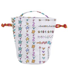 Doodles Border Letter Ornament Drawstring Bucket Bag by Bedest