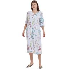 Background Decorative Women s Cotton 3/4 Sleeve Night Gown by Bedest