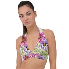 Flourish Colours Invitation Halter Plunge Bikini Top by Bedest