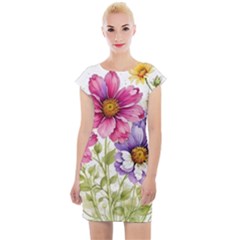 Flourish Colours Invitation Cap Sleeve Bodycon Dress by Bedest