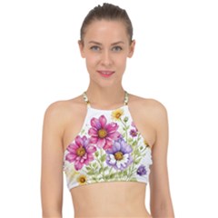 Flourish Colours Invitation Halter Bikini Top by Bedest