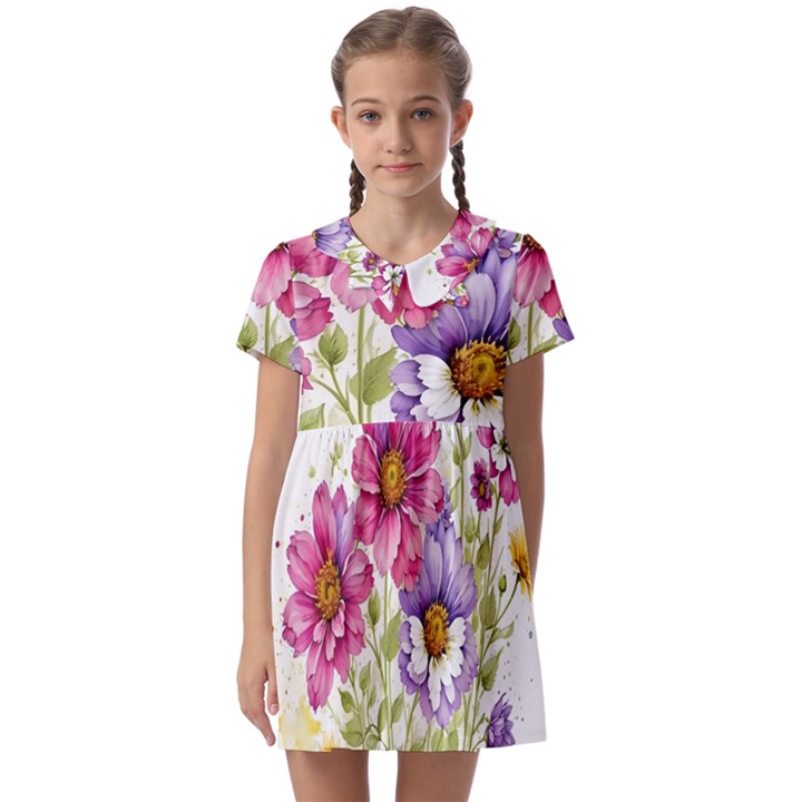 Flourish Colours Invitation Kids  Asymmetric Collar Dress