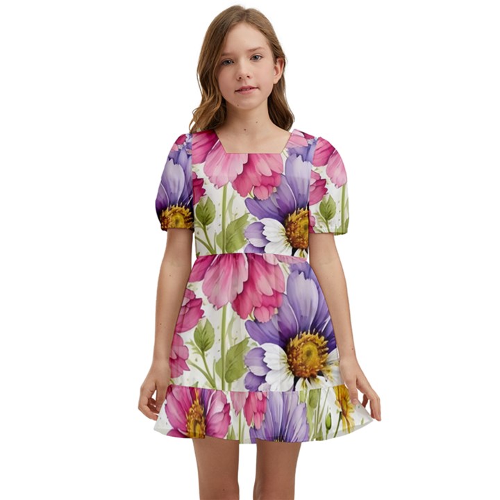 Flourish Colours Invitation Kids  Short Sleeve Dolly Dress