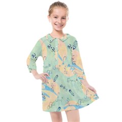 Background School Doodles Graphic Kids  Quarter Sleeve Shirt Dress by Bedest