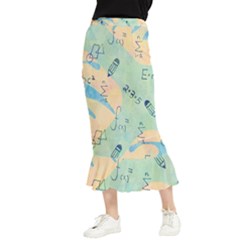 Background School Doodles Graphic Maxi Fishtail Chiffon Skirt by Bedest