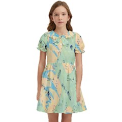 Background School Doodles Graphic Kids  Bow Tie Puff Sleeve Dress by Bedest