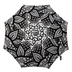 Flower Mandala Pattern Doodle Hook Handle Umbrellas (small) by Bedest