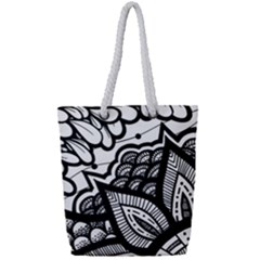 Flower Mandala Pattern Doodle Full Print Rope Handle Tote (small) by Bedest