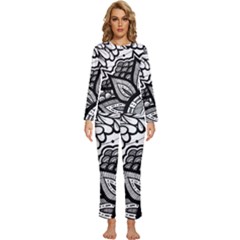 Flower Mandala Pattern Doodle Womens  Long Sleeve Lightweight Pajamas Set by Bedest