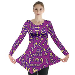 Background Doodles Math Long Sleeve Tunic  by Bedest