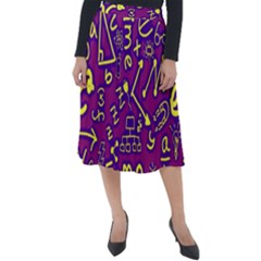 Background Doodles Math Classic Velour Midi Skirt  by Bedest