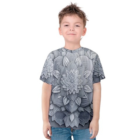 Flower Ornament Graphic Ornate Kids  Cotton T-shirt by Bedest