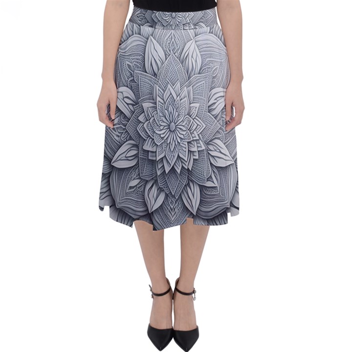 Flower Ornament Graphic Ornate Classic Midi Skirt