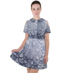 Flower Ornament Graphic Ornate Short Sleeve Shoulder Cut Out Dress  by Bedest