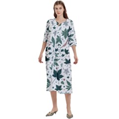 Leaves Nature Bloom Women s Cotton 3/4 Sleeve Night Gown