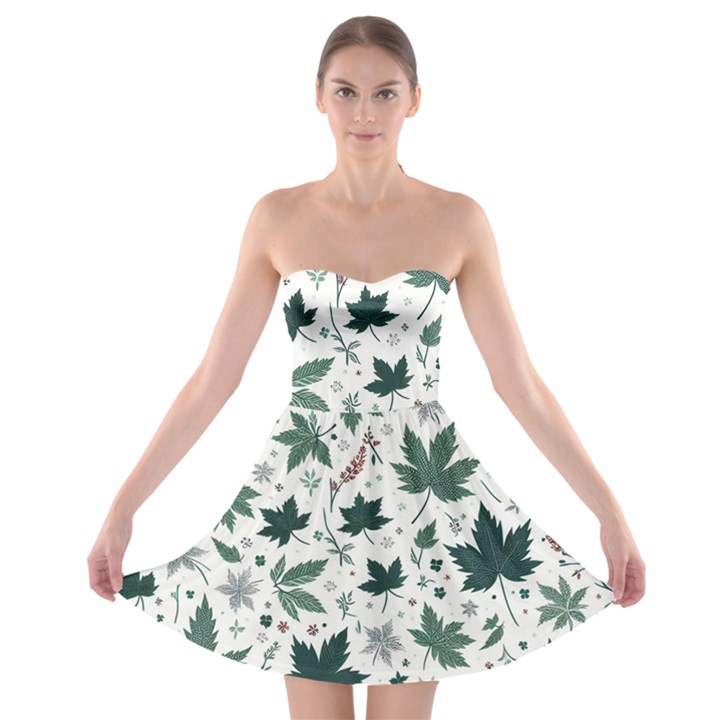 Leaves Nature Bloom Strapless Bra Top Dress