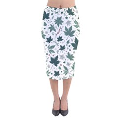 Leaves Nature Bloom Velvet Midi Pencil Skirt by Bedest