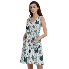 Leaves Nature Bloom Sleeveless Dress With Pocket by Bedest