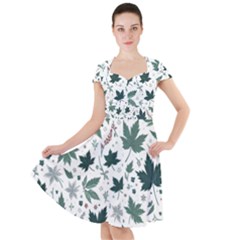 Leaves Nature Bloom Cap Sleeve Midi Dress