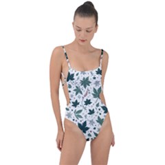 Leaves Nature Bloom Tie Strap One Piece Swimsuit by Bedest