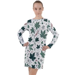 Leaves Nature Bloom Long Sleeve Hoodie Dress by Bedest