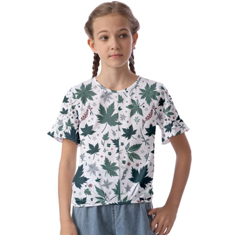 Leaves Nature Bloom Kids  Cuff Sleeve Scrunch Bottom T-shirt by Bedest