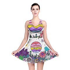 Rainbow Fun Cute Minimal Doodles Reversible Skater Dress by Bedest