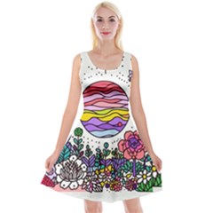 Rainbow Fun Cute Minimal Doodles Reversible Velvet Sleeveless Dress by Bedest