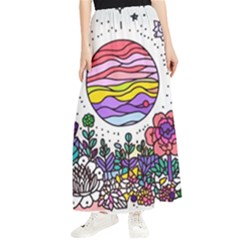 Rainbow Fun Cute Minimal Doodles Maxi Chiffon Skirt by Bedest