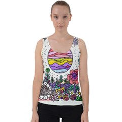 Rainbow Fun Cute Minimal Doodles Velvet Tank Top by Bedest