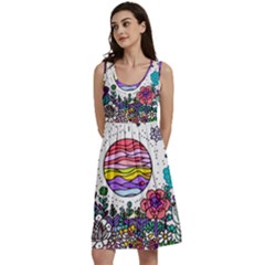 Rainbow Fun Cute Minimal Doodles Classic Skater Dress by Bedest