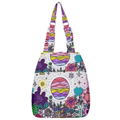 Rainbow Fun Cute Minimal Doodles Center Zip Backpack by Bedest