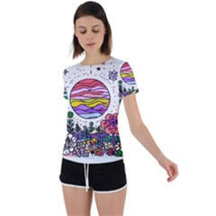 Rainbow Fun Cute Minimal Doodles Back Circle Cutout Sports T-shirt by Bedest