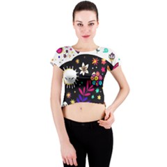 Rainbow Fun Cute Minimal Doodle Crew Neck Crop Top by Bedest