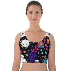 Rainbow Fun Cute Minimal Doodle Velvet Crop Top by Bedest