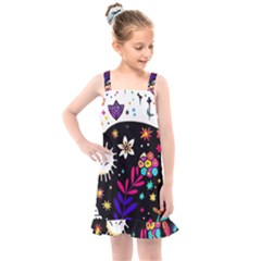 Rainbow Fun Cute Minimal Doodle Kids  Overall Dress by Bedest