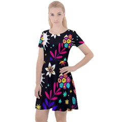 Rainbow Fun Cute Minimal Doodle Cap Sleeve Velour Dress  by Bedest