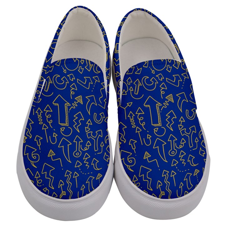 Arrow Doodle Drawing Background Men s Canvas Slip Ons