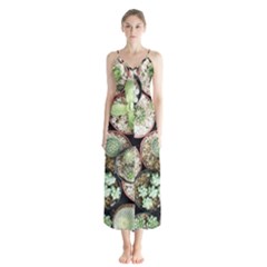 Cactus Nature Plant Desert Button Up Chiffon Maxi Dress by Bedest