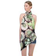 Cactus Nature Plant Desert Halter Asymmetric Satin Top by Bedest