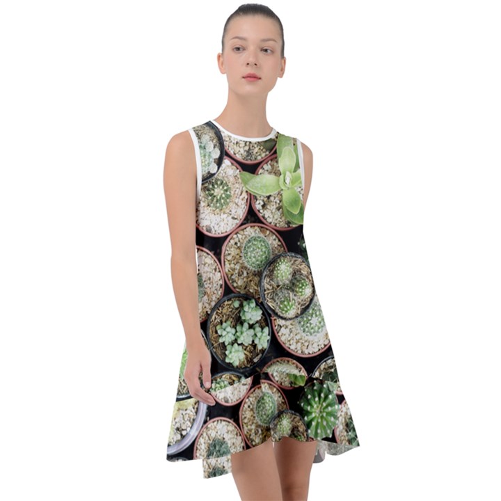 Cactus Nature Plant Desert Frill Swing Dress