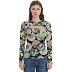 Cactus Nature Plant Desert Women s Cut Out Long Sleeve T-shirt