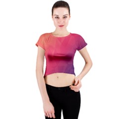 Color Triangle Geometric Textured Crew Neck Crop Top by Grandong